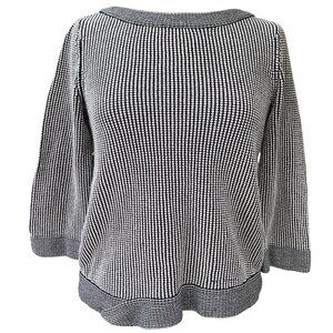 Habitat Cotton Asymmetric Hem Sweater Sz S Black White Minimalist Neutral